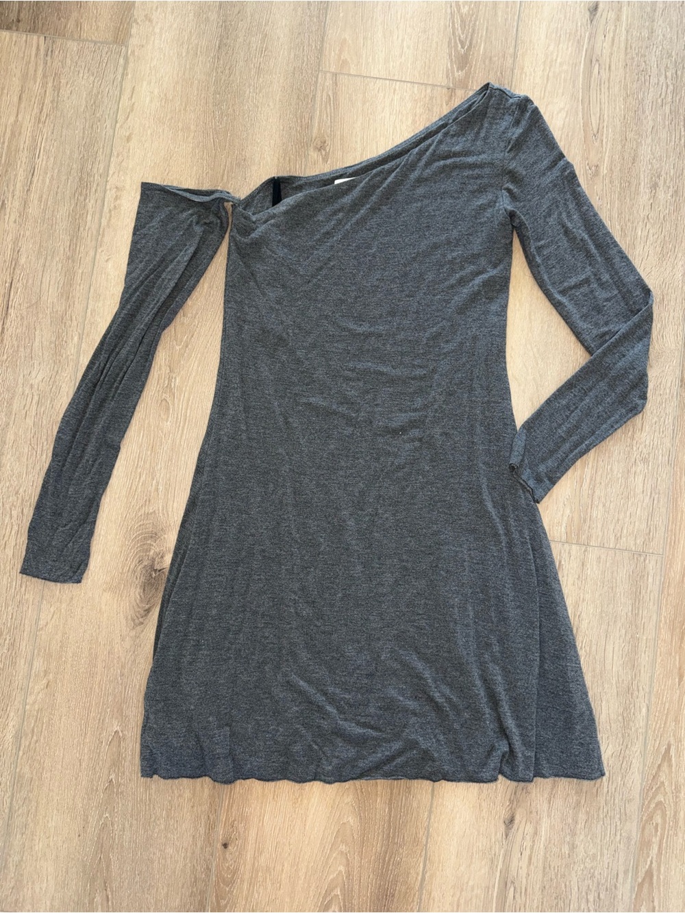 Bailey 44 Gray Fitted One-Shoulder Long Sleeve Cocktail Dress Small S